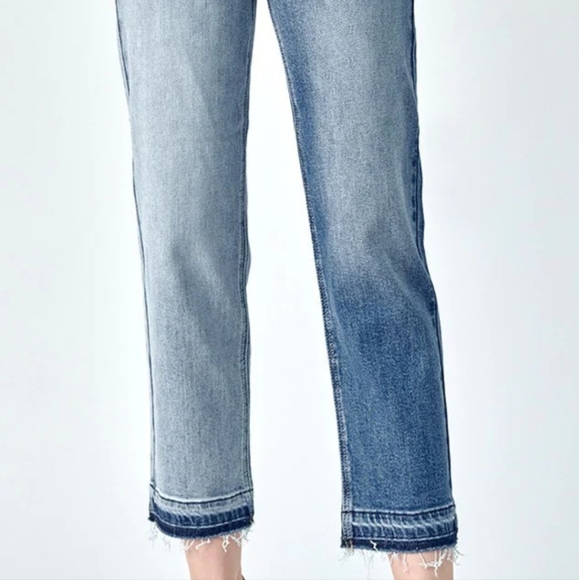 RISEN High-rise Crossover 2-tone Jeans - Picture 3 of 13